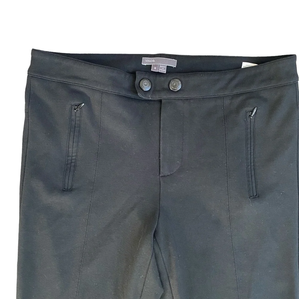Vince Dress Pants Women 8 Black Knit Slim Stretch Minimalist Classic